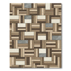Modern Interlocking Wood Plank Mosaic Rug