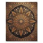 Ornate Gold Floral Mandala Frame Rug