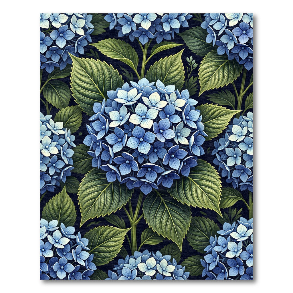 Lush Blue Hydrangea Botanical Garden Rug