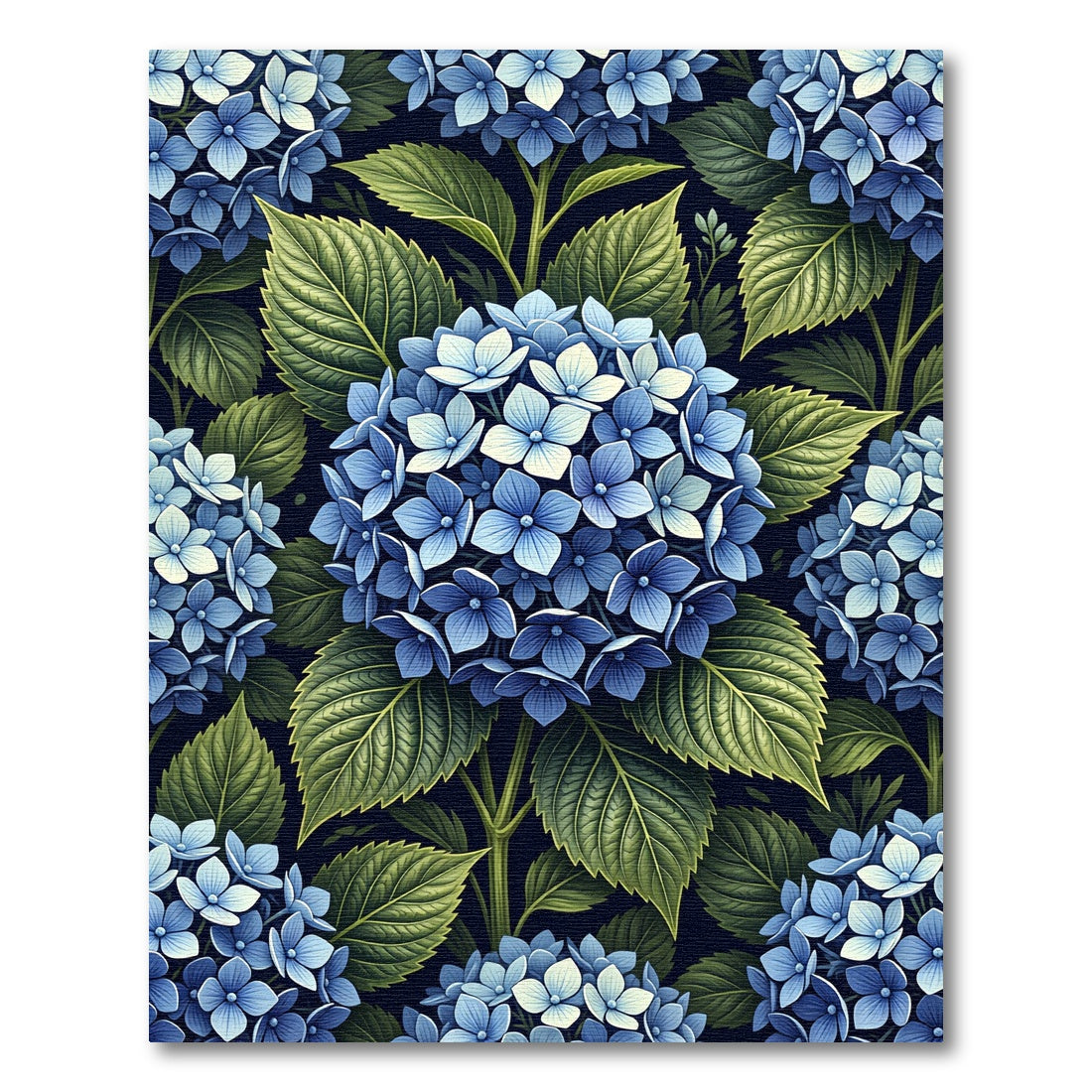 Lush Blue Hydrangea Botanical Garden Rug
