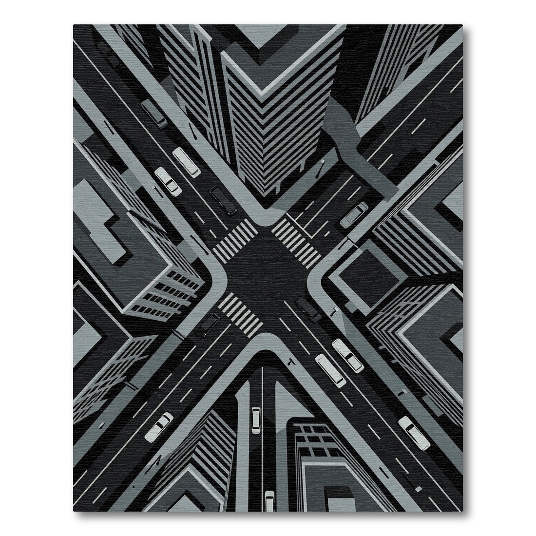 Monochromatic Urban Street Crossroad Rug