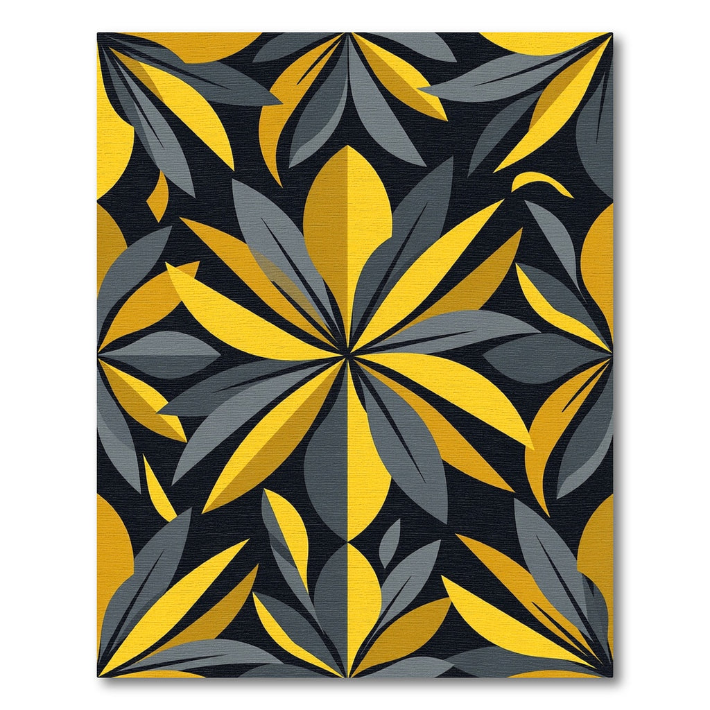 Modern Yellow and Gray Botanical Bloom Rug