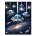 Whimsical Cosmic Galaxy Ufo Stars Rug
