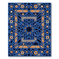 Intricate Navy and Amber Geometric Interlace Rug