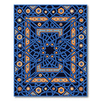 Intricate Navy and Amber Geometric Interlace Rug