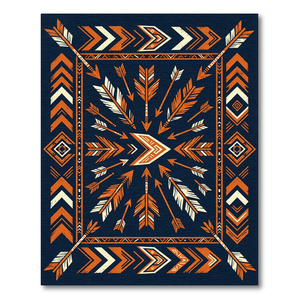 Earthy Orange Arrow Geometric Boho Art Rug