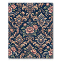 Dark Navy Elegant Floral Damask Rug