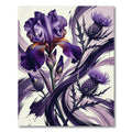 Elegant Purple Iris and Thistle Art Rug