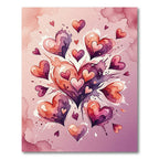 Watercolor Gradient Hearts Cluster Rug