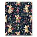 Whimsical Mouse Musicians and Musical Notes Rug