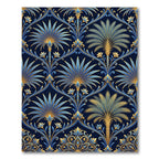 Ornate Gold and Blue Tropical Palm Rug