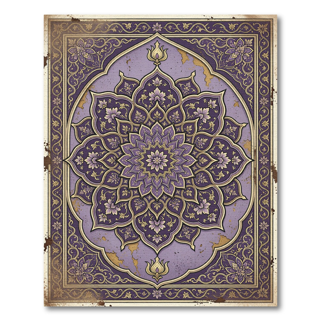Ornate Lavender Floral Medallion Rug