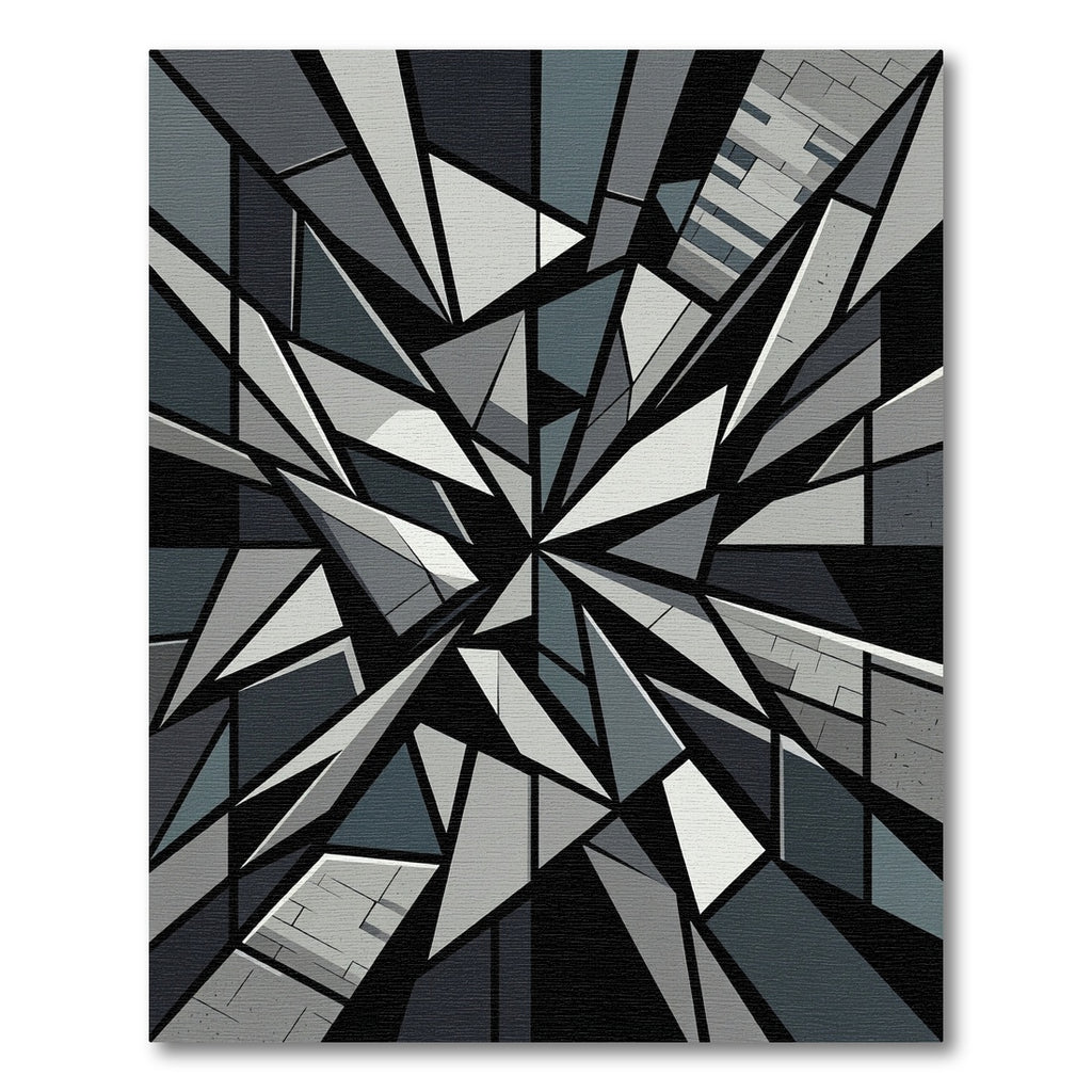 Monochrome Geometric Shards Abstract Area Rug