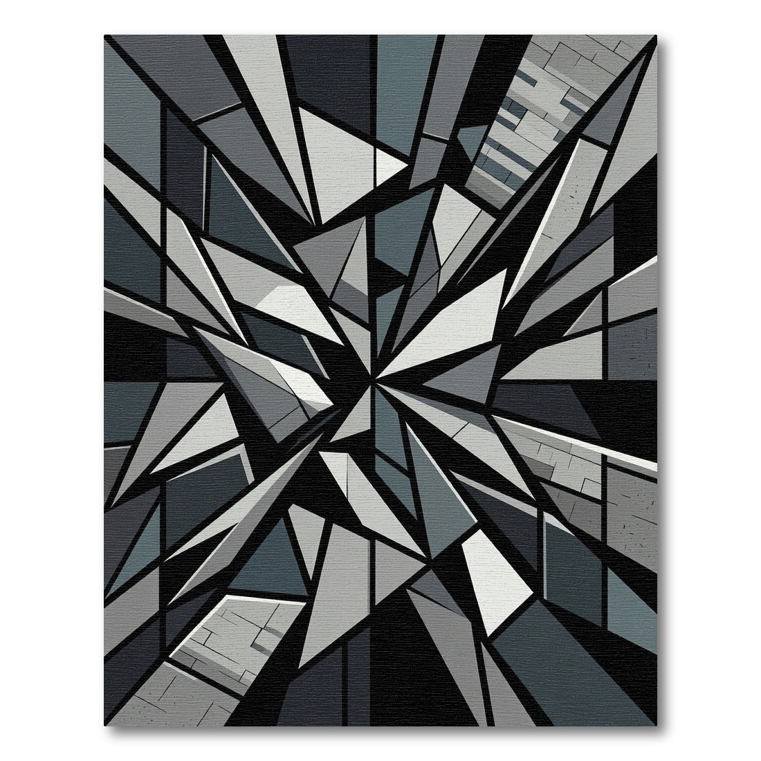 Monochrome Geometric Shards Abstract Area Rug