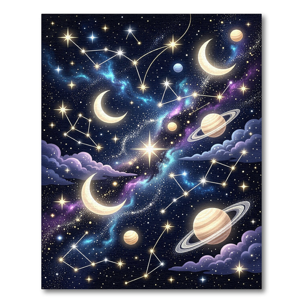 Celestial Starry Night Cosmic Galaxy Rug