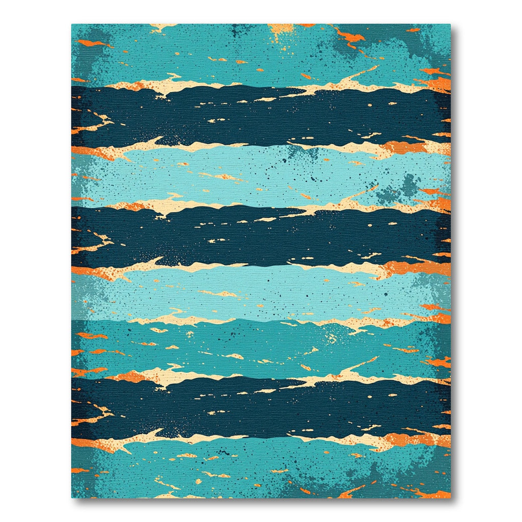 Aqua Teal Orange Splotch Stripes Rug