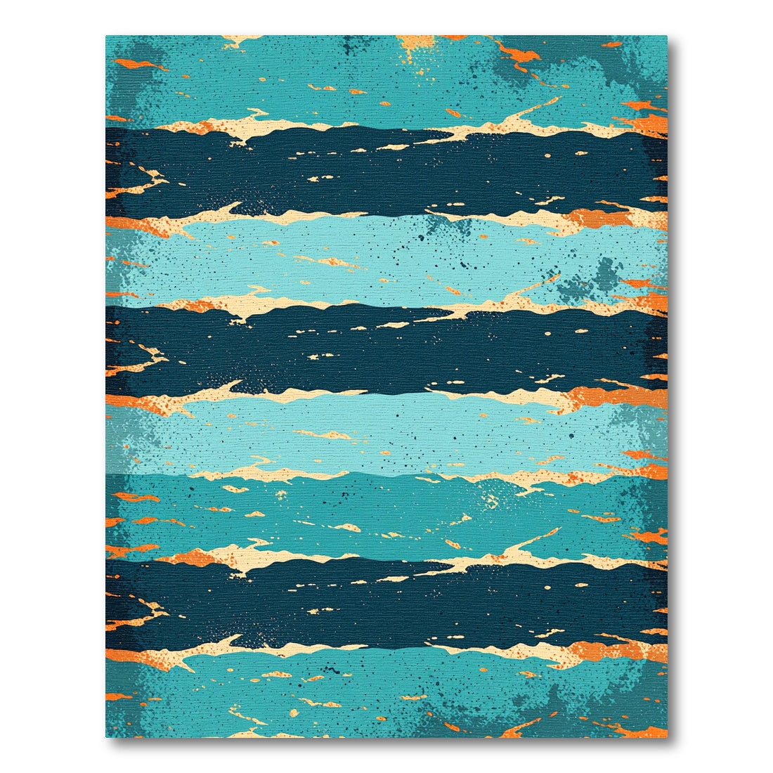 Aqua Teal Orange Splotch Stripes Rug