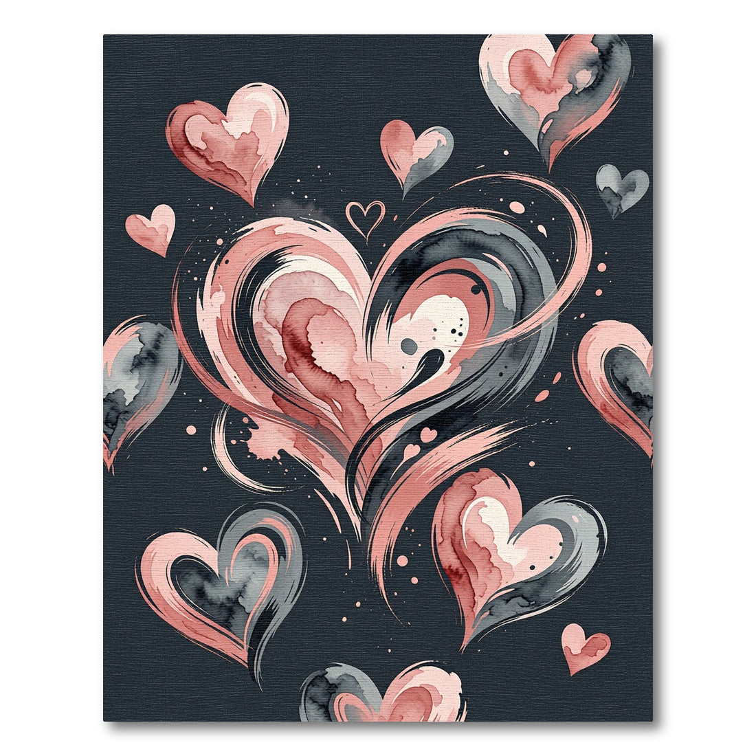 Pink Gray Swirl Hearts Watercolor Rug