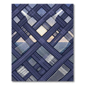 Geometric Navy Blue Intersecting Grid Rug