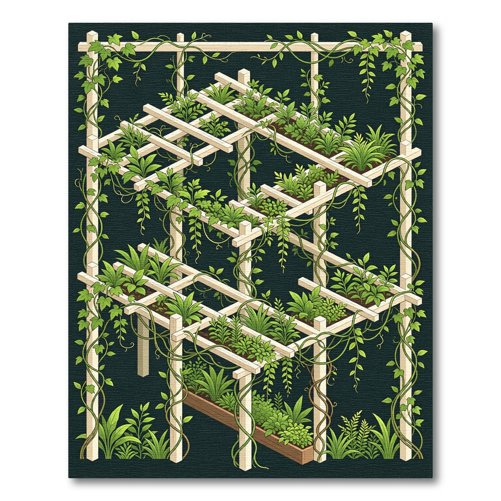 Lush Green Trellis Botanical Garden Rug