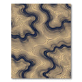 Abstract Navy and Sand Wave Contour Rug