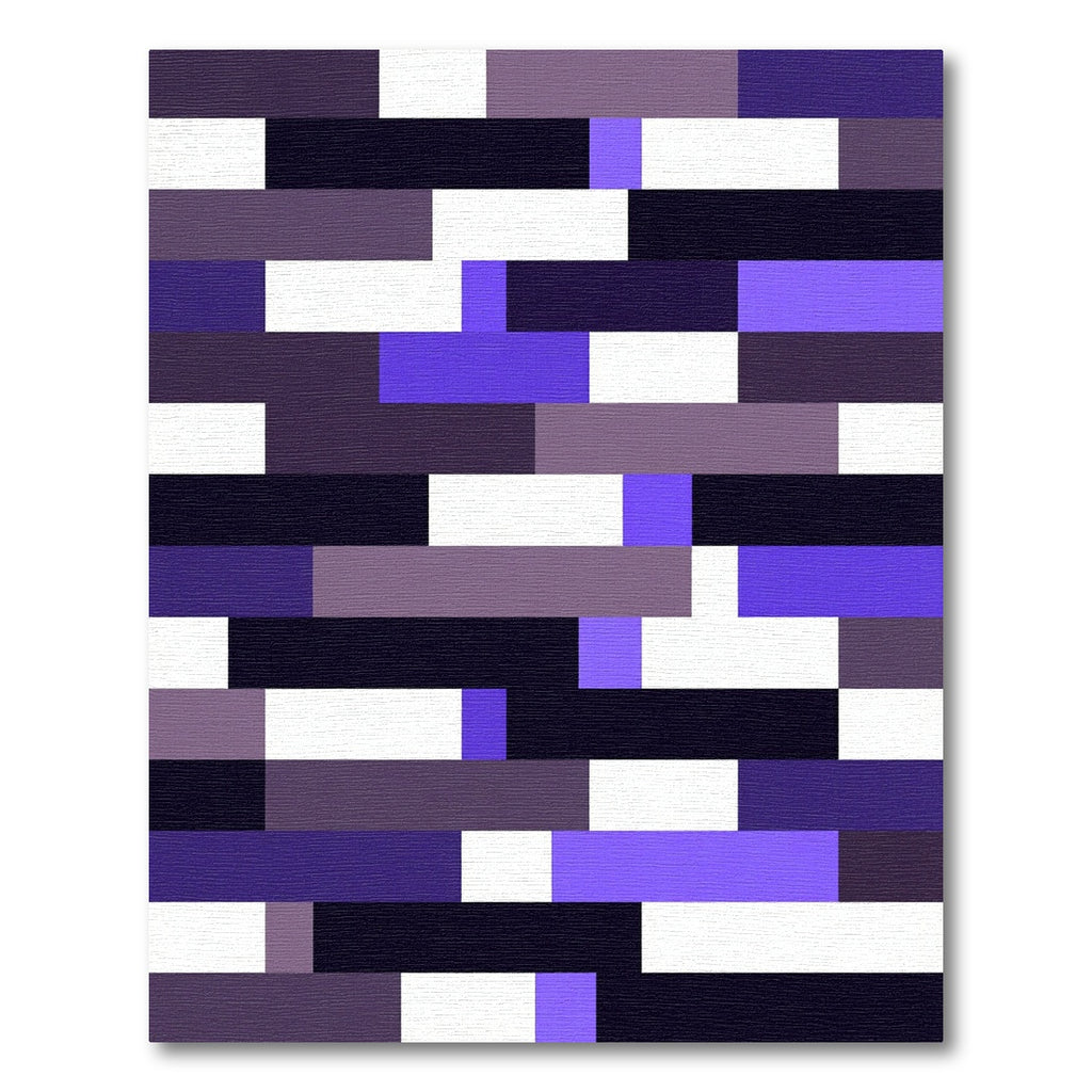 Modern Purple and Dark Geometric Block Rug