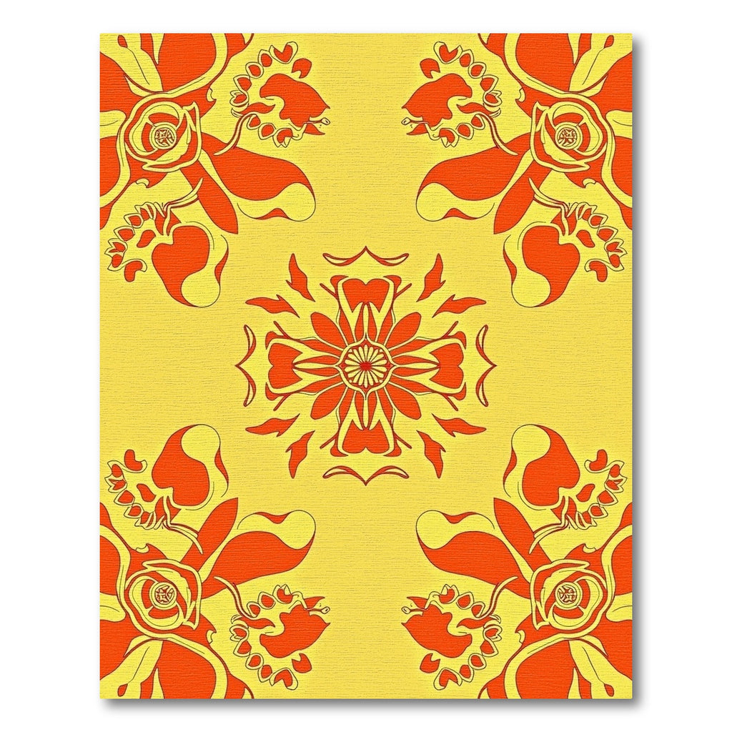 Vibrant Orange Floral Mandala Rug