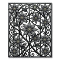 Monochrome Clematis Floral Wrought Iron Art Rug