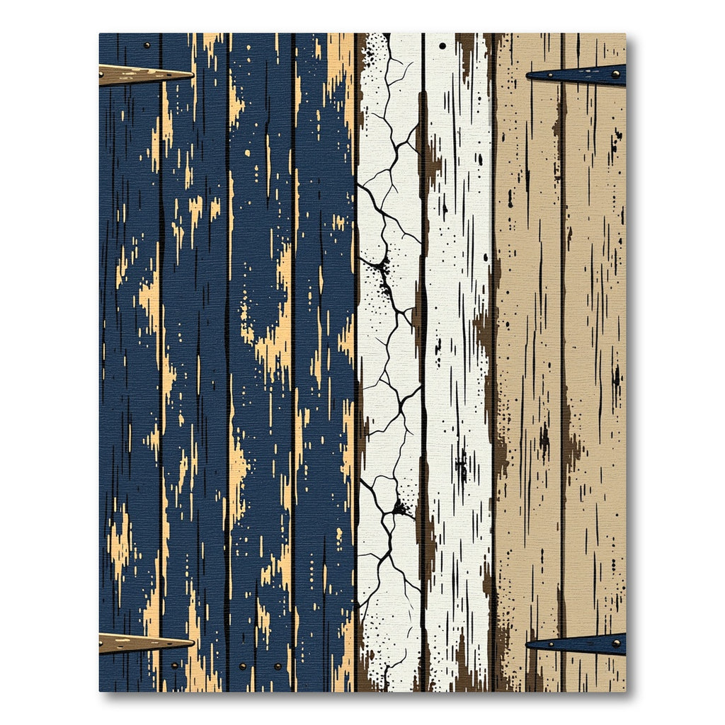 Rustic Navy White and Tan Striped Plank Rug