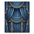 Elegant Gold Trimmed Blue Drapes Rug