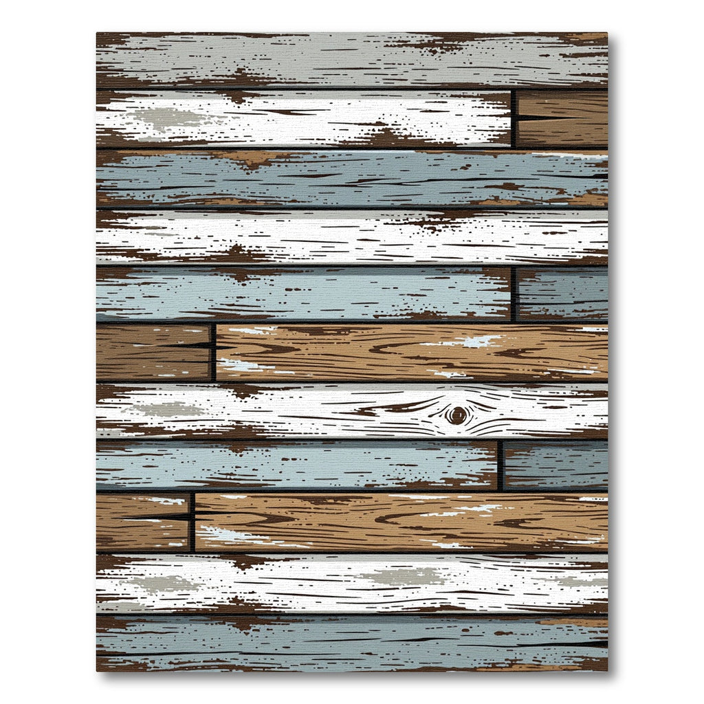 Rustic Weathered Multicolored Wood Planks Rug
