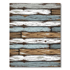 Rustic Weathered Multicolored Wood Planks Rug