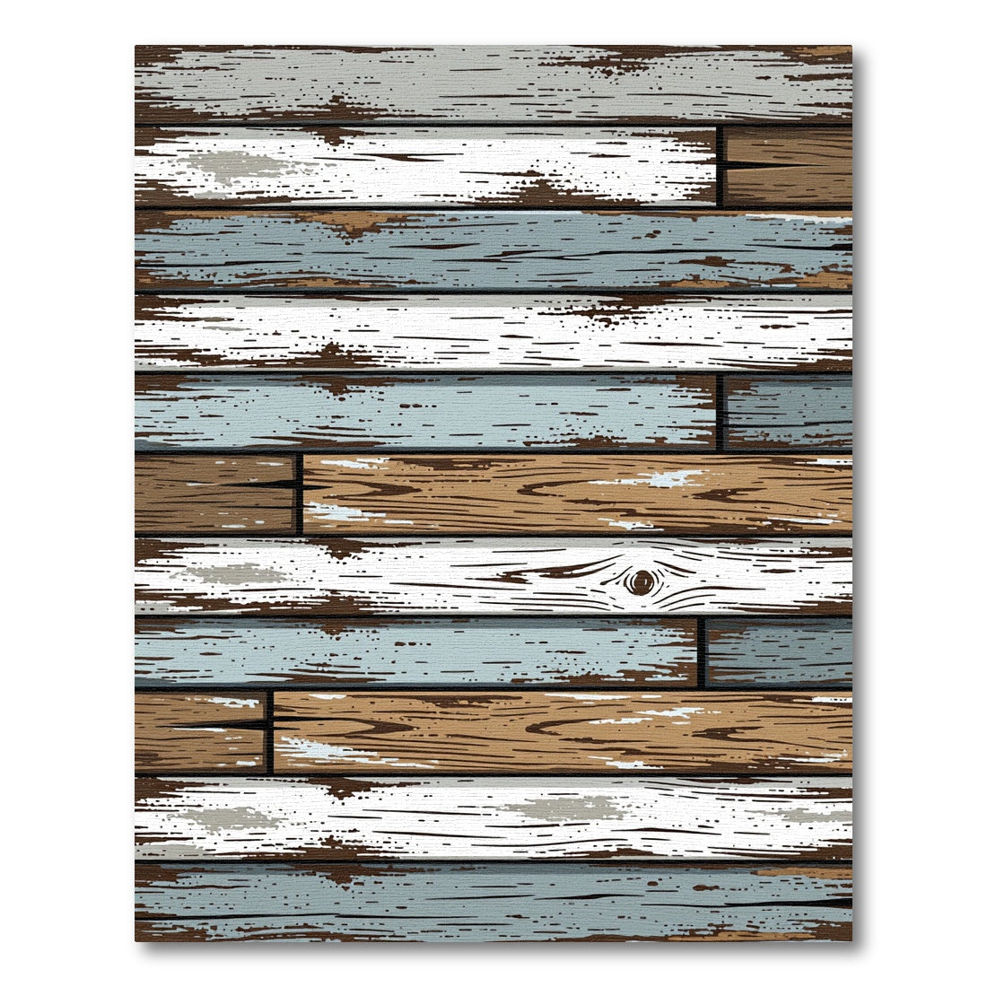 Rustic Weathered Multicolored Wood Planks Rug