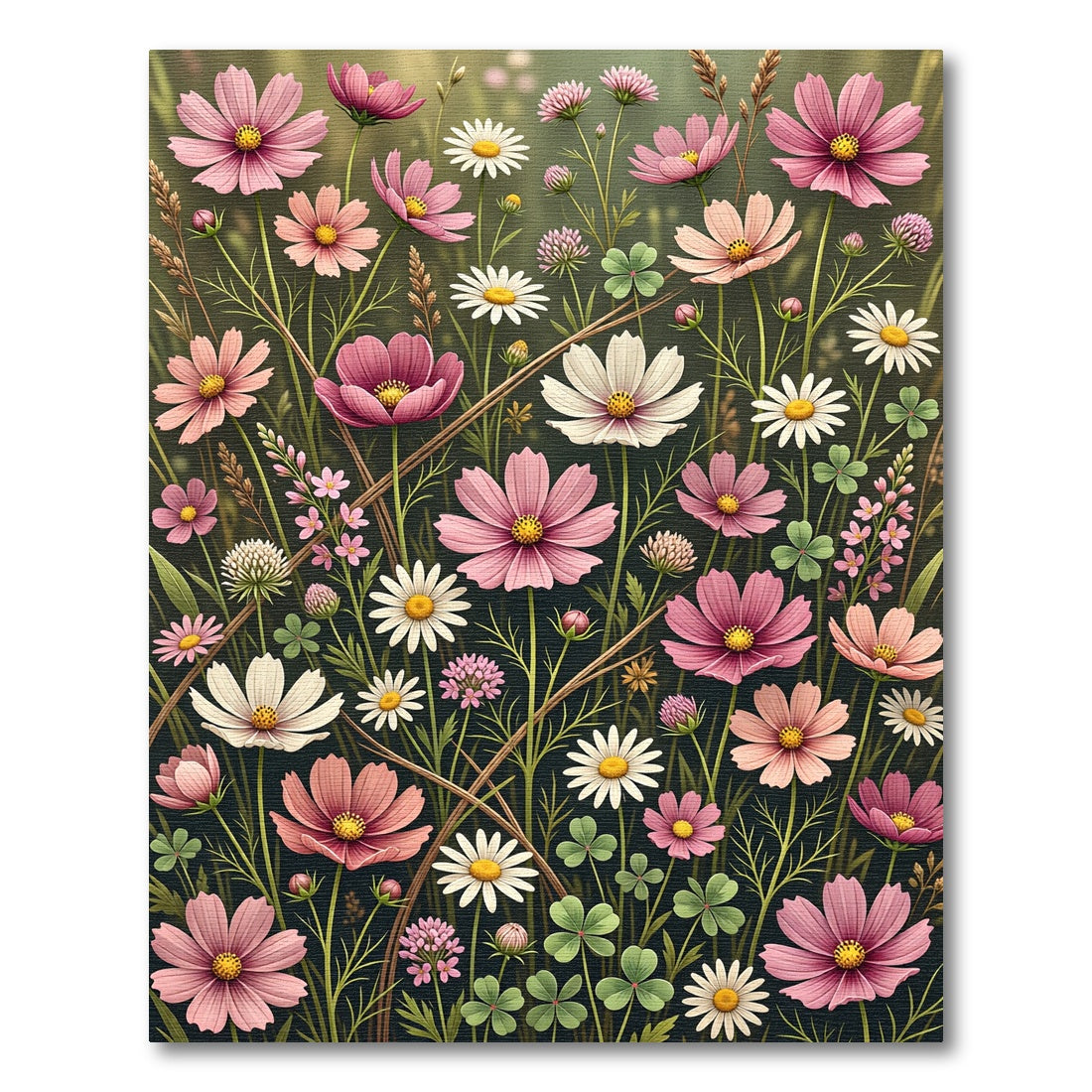 Wildflower Garden Pink Floral Meadow Rug