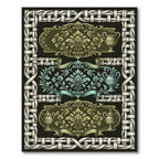 Ornate Rococo Urn Ivory Woven Border Rug