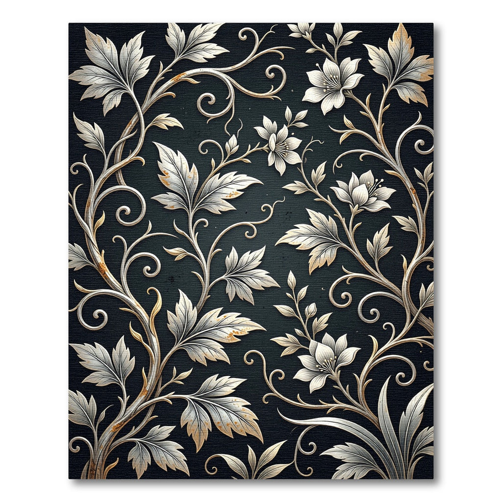 Vintage White Floral Swirls Rug