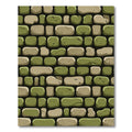 Rustic Green Gray Stone Wall Rug
