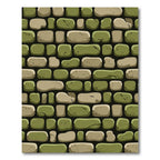 Rustic Green Gray Stone Wall Rug