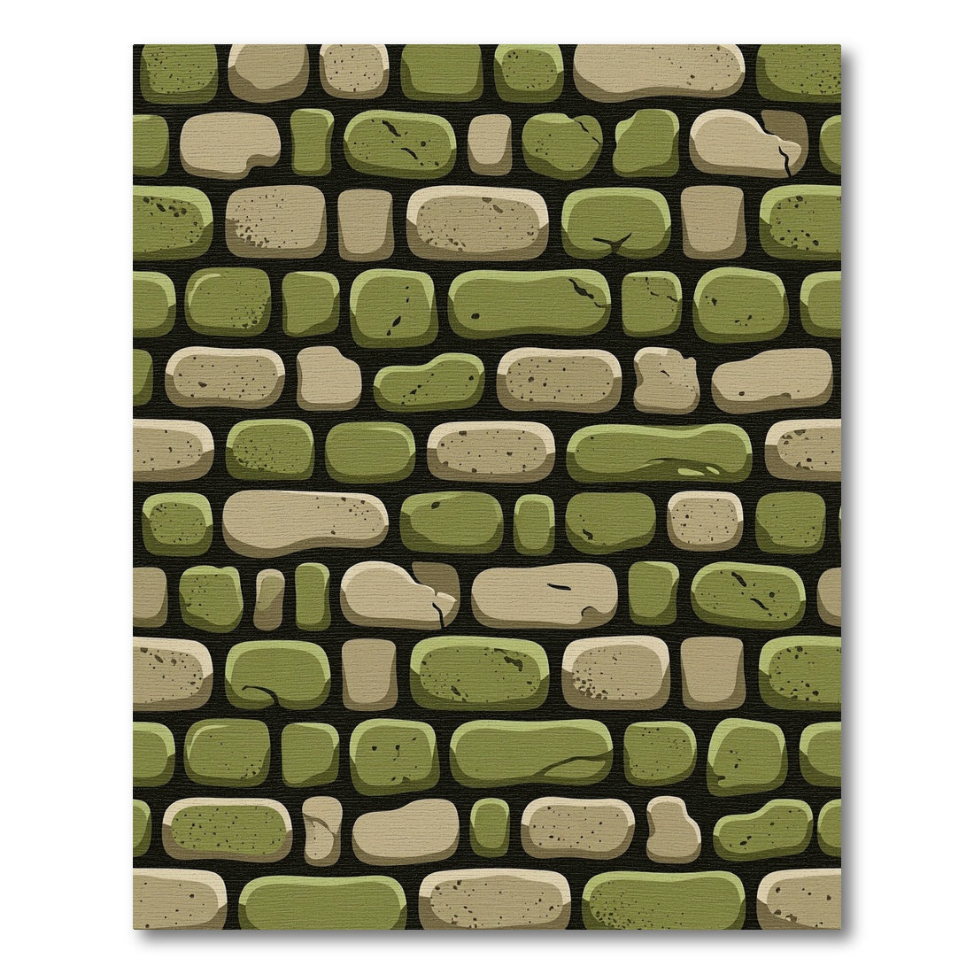Rustic Green Gray Stone Wall Rug