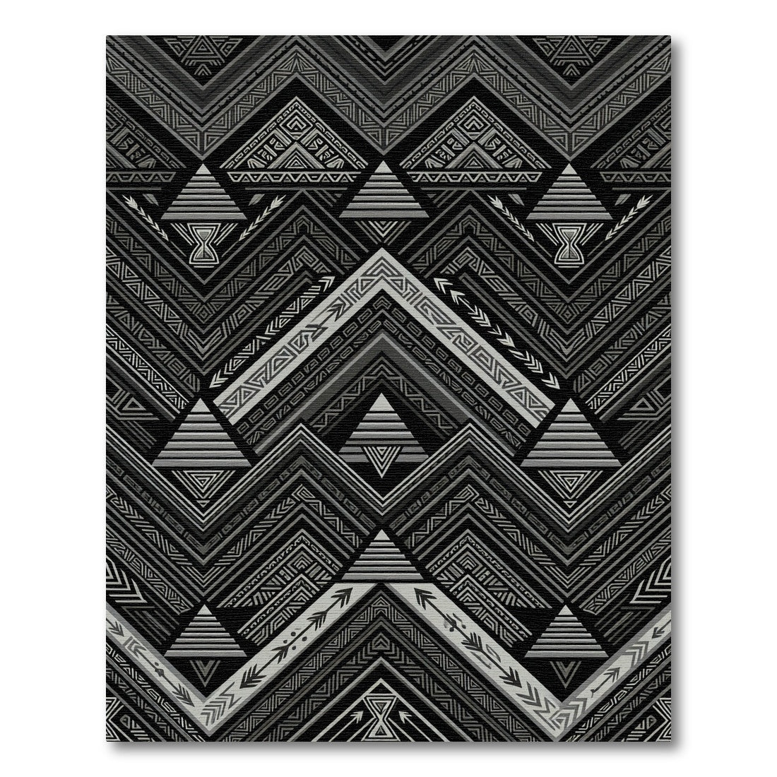 Monochromatic Tribal Chevron Triangle Rug