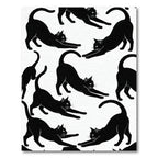 Black Cats Stretching Abstraction Rug