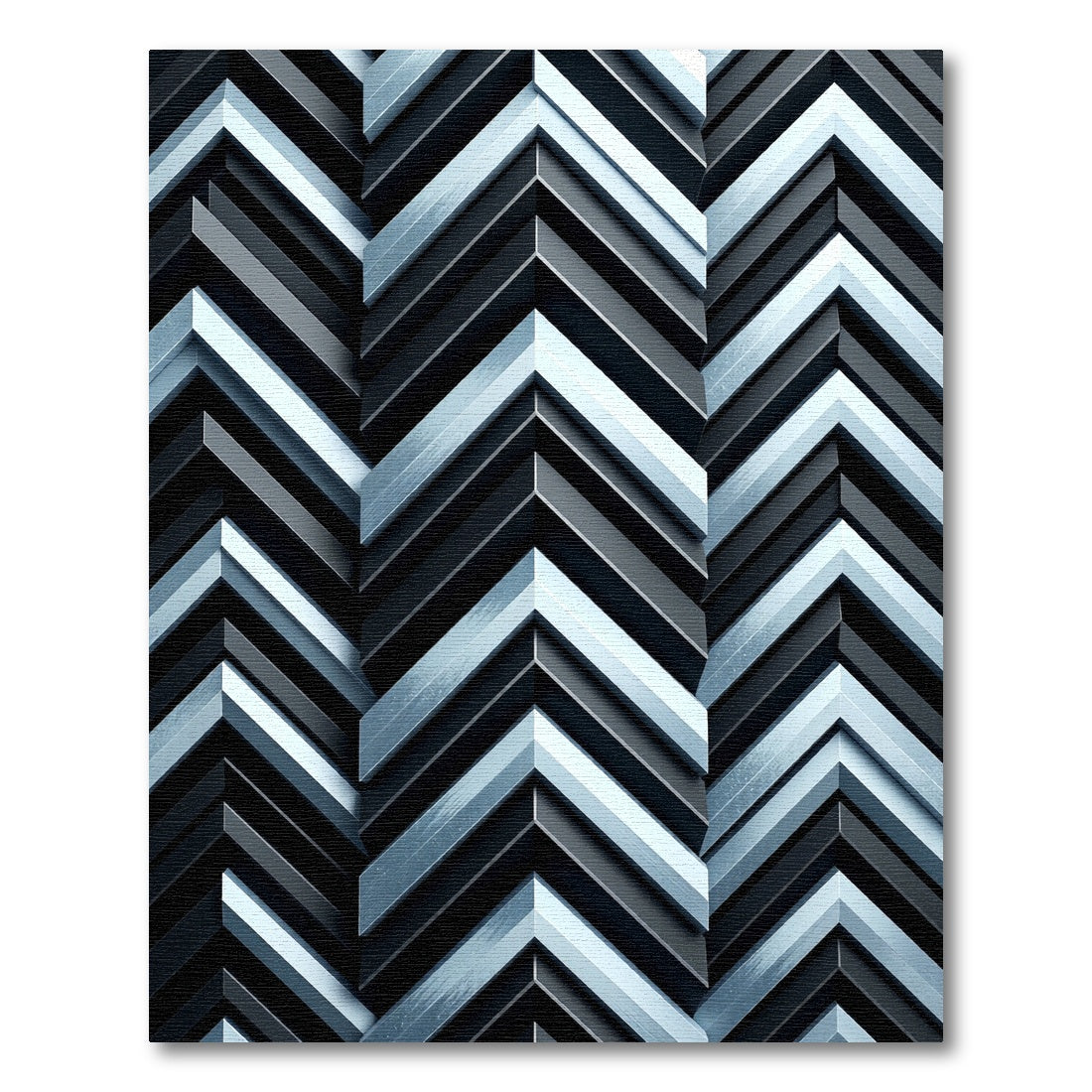 Monochromatic Steel Geometric Chevron Rug