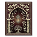 Elegant Dark Arch Floral Lantern Illustration Rug