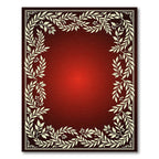 Red Gradient Leafy Border Rug