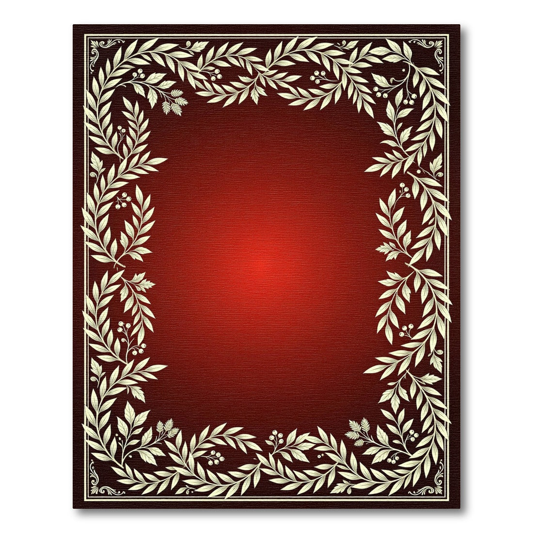 Red Gradient Leafy Border Rug