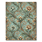 Elegant Sage Rose Damask Scroll Rug