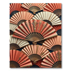Coral Gold Art Deco Fan Collage Rug