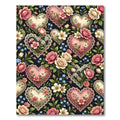 Romantic Pink Floral Heart Lace Rug