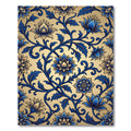 Elegant Blue and Gold Floral Vine Rug