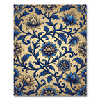 Elegant Blue and Gold Floral Vine Rug